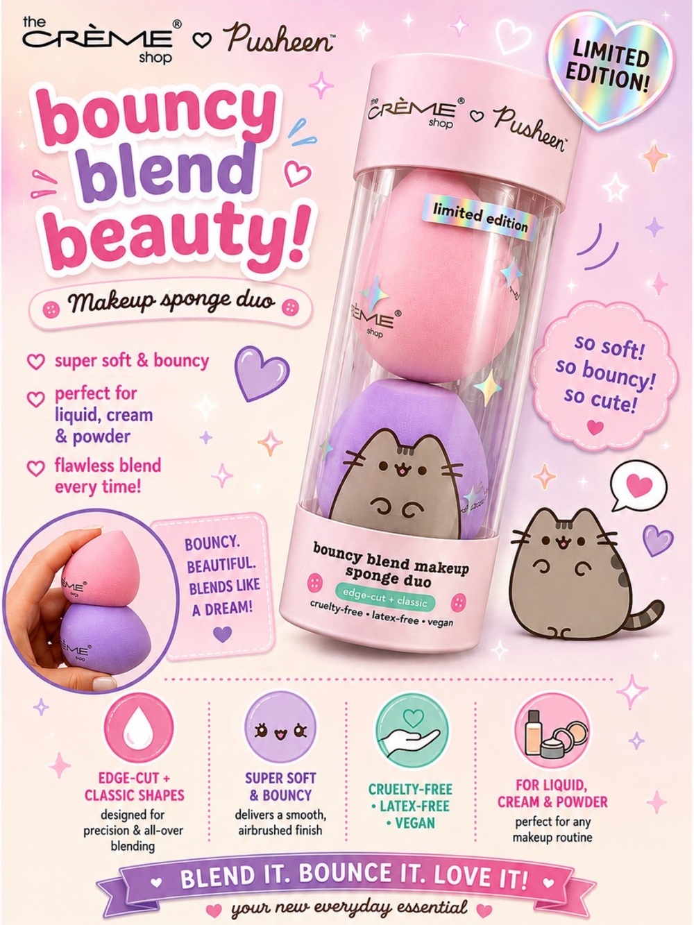 The Crème Shop x Pusheen Bouncy Blend Makeup Sponge Duo - Limited Edition